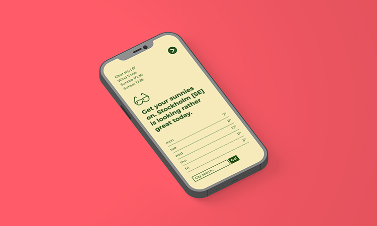 A phone showing the app on the screen